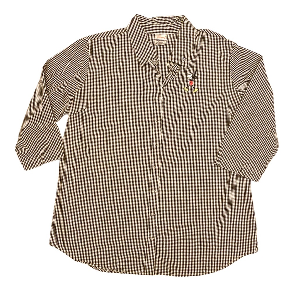 Women’s XL Disney Mickey Mouse Checkered Button Up